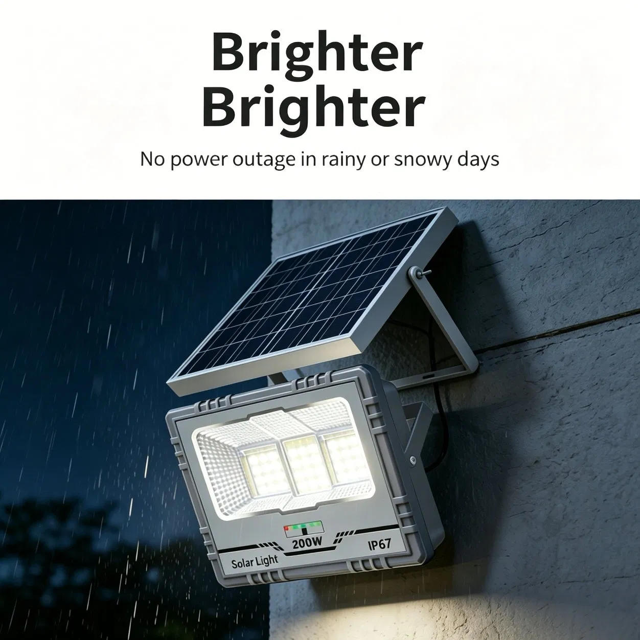 200W Outdoor Security Split Solar Flood Light Die-Cast Aluminum Housing Independent Solar Panel Adjustable Angle Lamp for Garden Patio Backyard Lighting