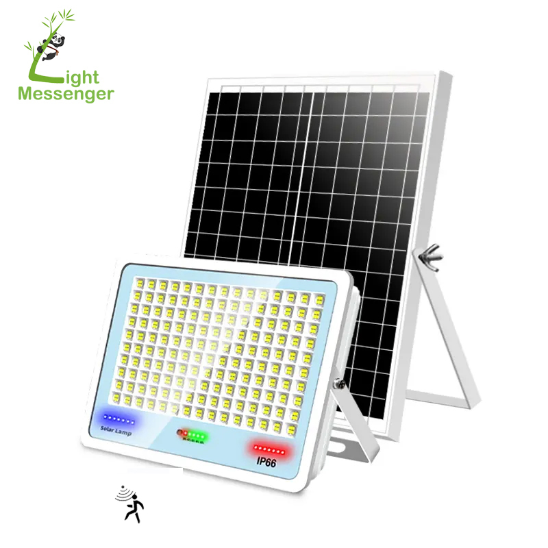 Light Messenger High Bright LED Solar Powered Flood Lighting Outdoor IP66 Waterproof with Remote Control Wall Mounted Solar Garden Parking Lot Court Flood