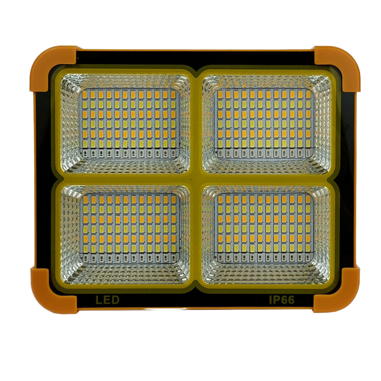 Super Bright Portable Solar LED Floodlight High Power IP65 Rated Rechargeable Camping Light for Garden Outdoor Use Plastic Body