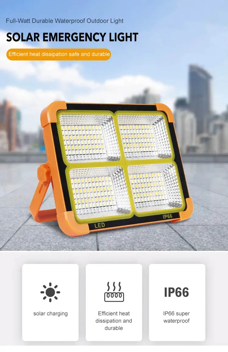 Outdoor Waterproof Emergency Rechargeable Portable Multifunction Solar Flood Light