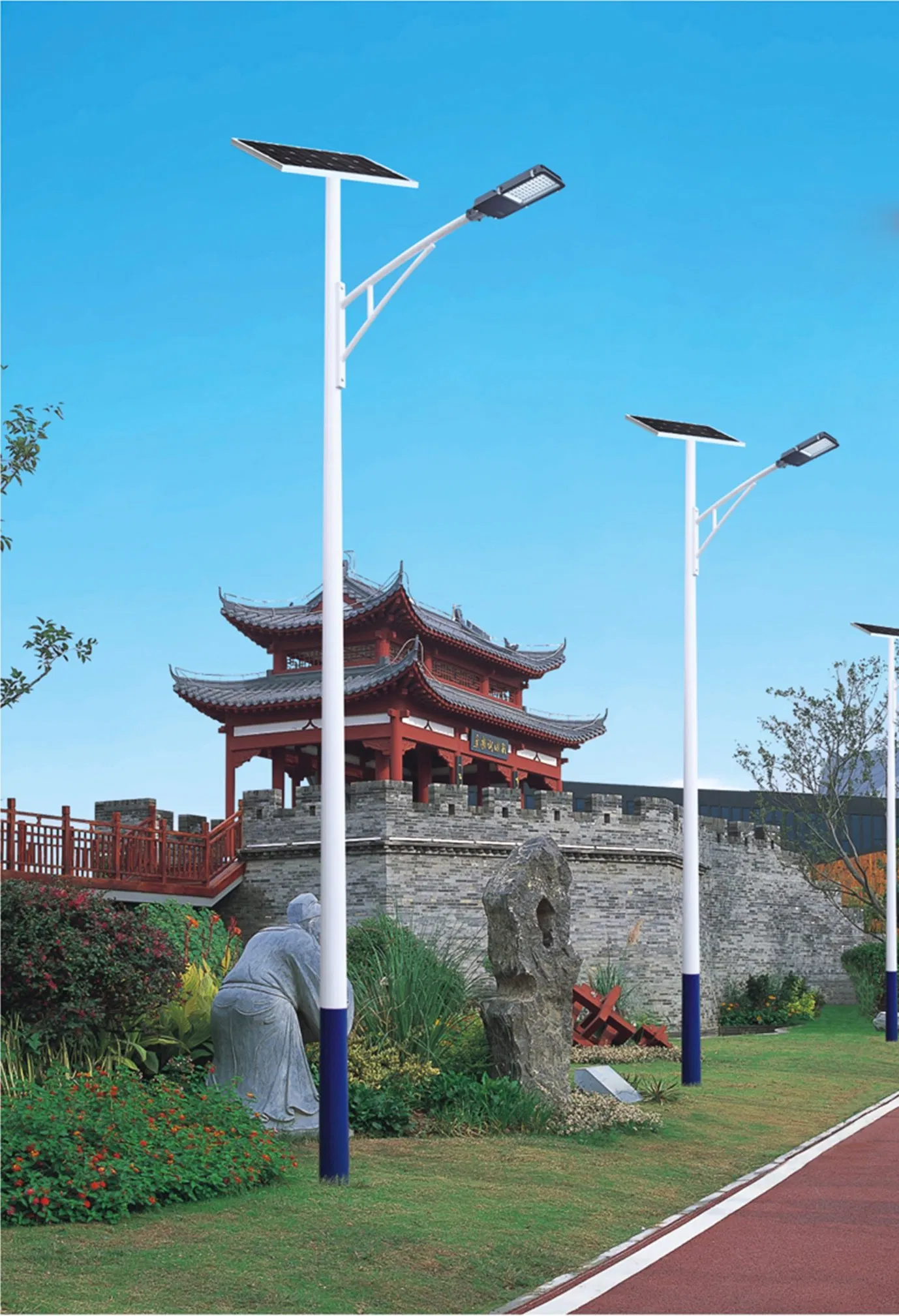 Smart Pole Waterproof IP65 Outdoor Backyard 50W 100W 200W 300W 400W Garden Security Flood Wall Panel Lamp All in One Solar LED Street Light