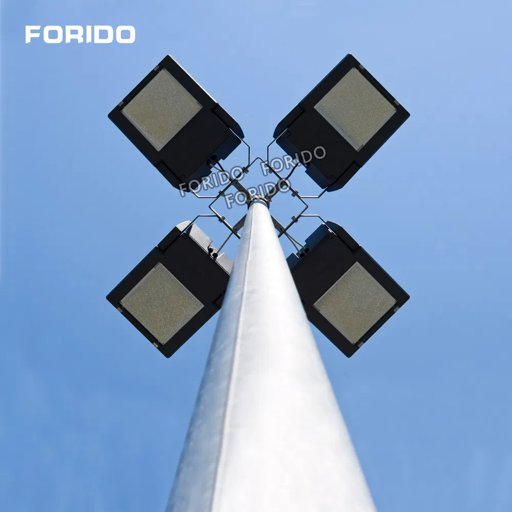 Forido 4IP65 6m 8m 10m 12m 15m 1500W 1200W 300W 400W Waterproof Outdoor Adjustable Solar LED Flood High Mast Lighting Light with Pole for Airport Sports Stadium