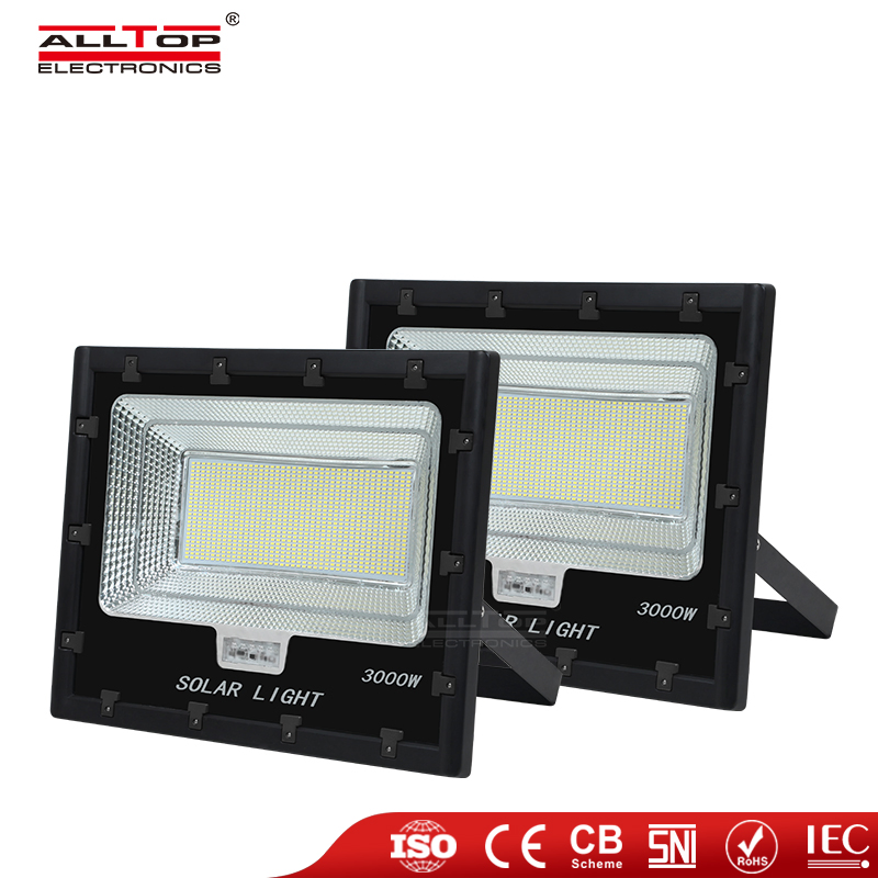 Alltop High Lumen Dimmable Outdoor Landscape 3000W Adjustable Angle IP65 Waterproof LED Solar Floodlight