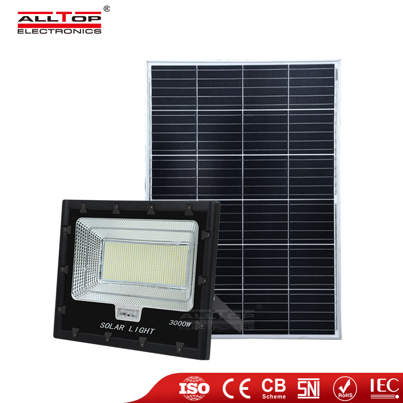 Alltop High Lumen Dimmable Outdoor Landscape 3000W Adjustable Angle IP65 Waterproof LED Solar Floodlight