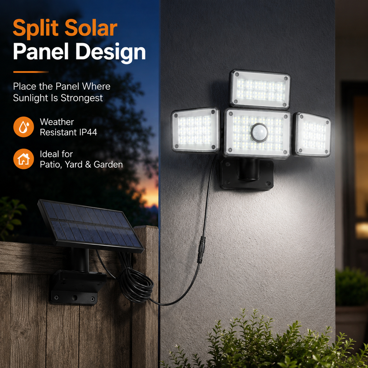 Wall Lamp Powered Garden Lights Solar Flood Led 4 Head Outdoor Yard Decor Garage Light With Remote Control Security Flood