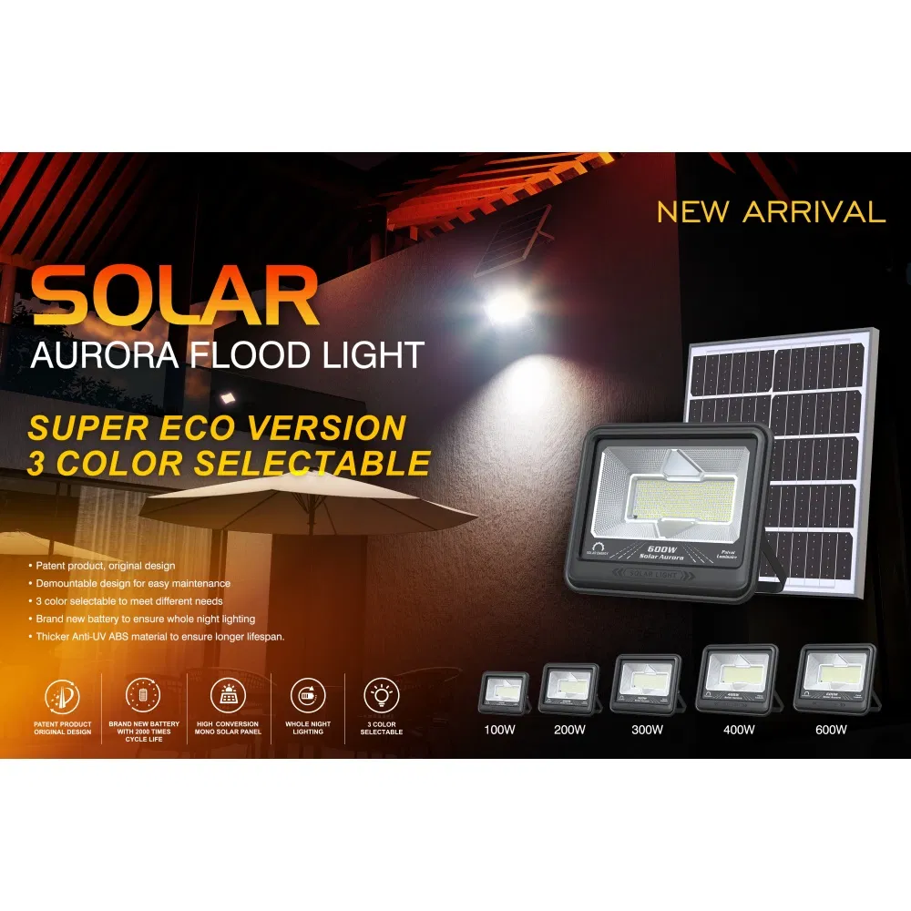 300W Solar Street Light Outdoor Flood Commercial Parking Lot Light