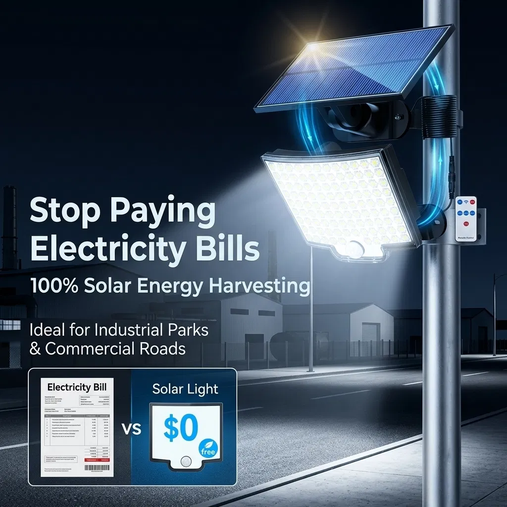 Solar Powered Motion Sensor Security Flood Light, Ultra Wide Angle with
