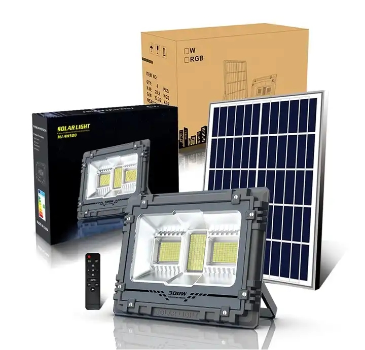Newest Rechargeable Integrated LED Flood Light Photo Control Auto Motion Sensor Exterior Solar Power Charging Floodlight with Remote Timer