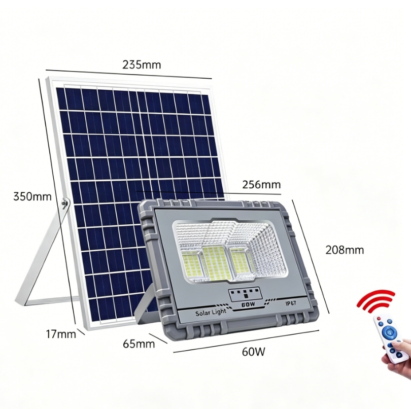 60W Wide Angle Split Solar LED Flood Light ABS Housing Independent Solar Panel High Bright Waterproof Garden Parking Lot Lamp