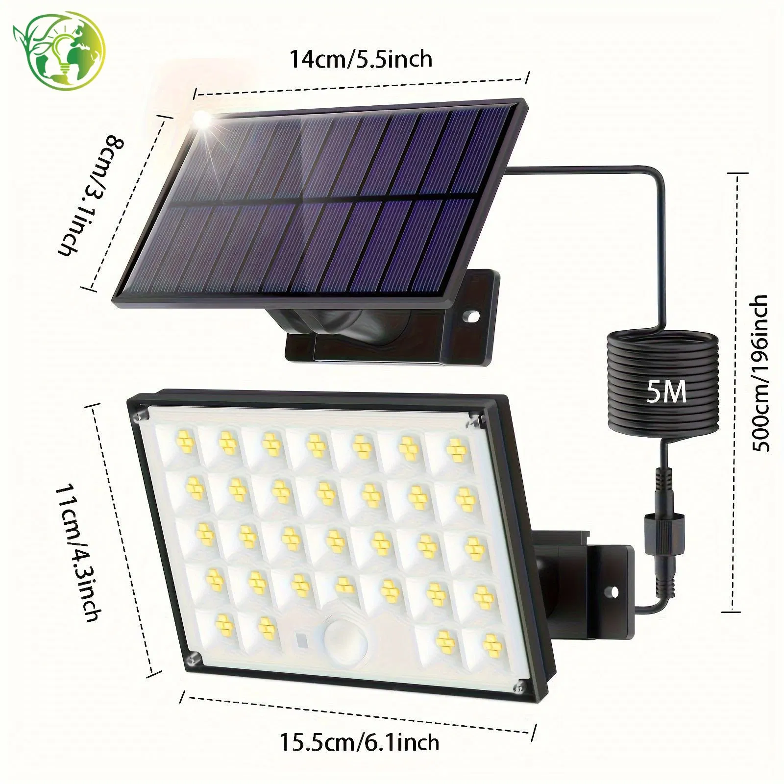Energy-Saving Adjustable Angle Floodlight for Landscape Design Solar Spotlight with 0-180° Tilt
