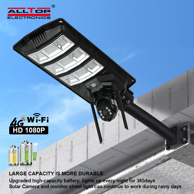 Solar Street Light and Camera Outdoor LED Solar Street Flood Light Lamp with Outdoor 360 Degree Security CCTV Camera Outdoor 4G