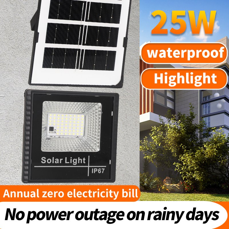 25W Solar Flood Lights with Remote Control Outdoor IP67 Waterproof Solar Powered Reflector Floodlight for Outdoor Garage Patio