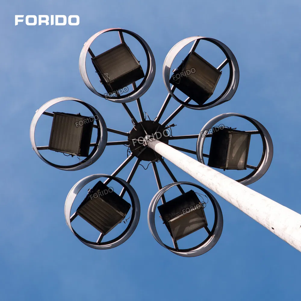 Forido 4IP65 6m 8m 10m 12m 15m 1500W 1200W 300W 400W Waterproof Outdoor Adjustable Solar LED Flood High Mast Lighting Light with Pole for Airport Sports Stadium