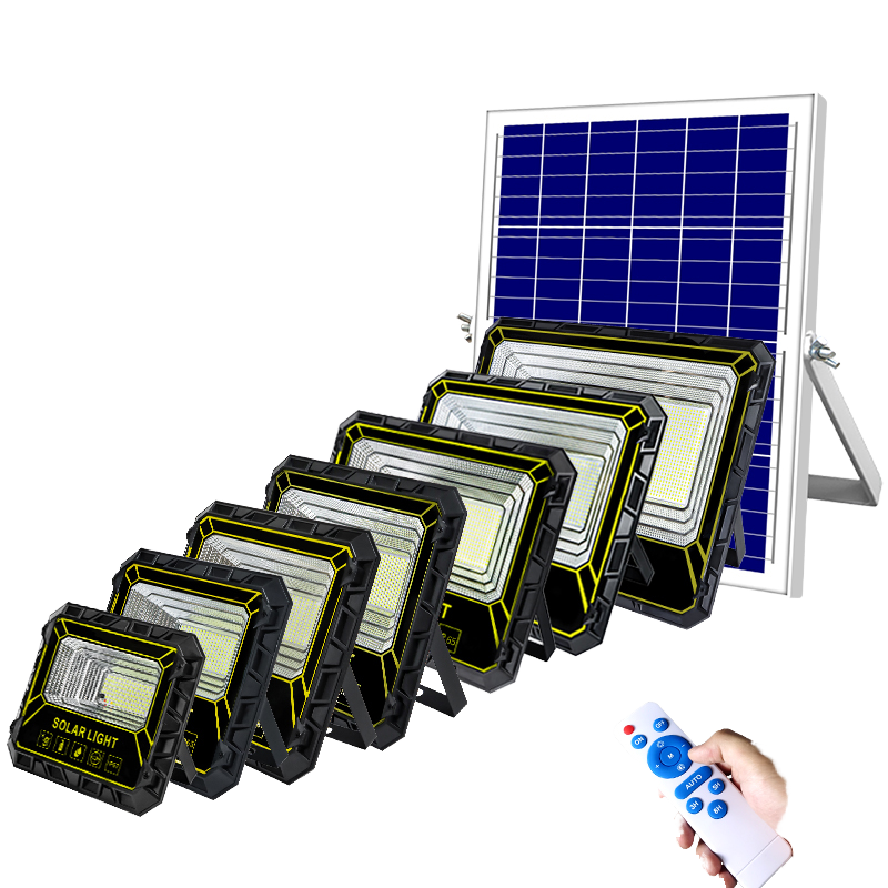 Energy Saving Solar LED Flood Light 100W ABS IP65 Waterproof Outdoor Remote Control Lighting for Road Industrial Stadium