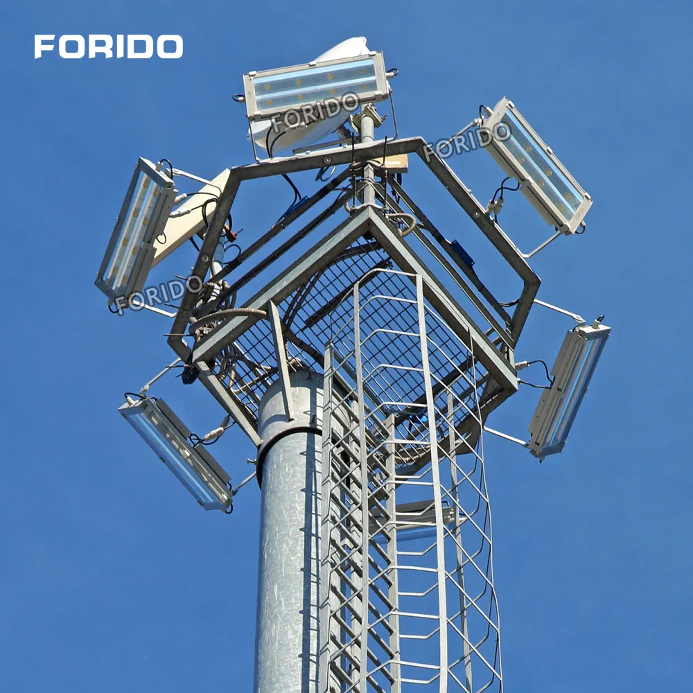 Forido 4IP65 6m 8m 10m 12m 15m 1500W 1200W 300W 400W Waterproof Outdoor Adjustable Solar LED Flood High Mast Lighting Light with Pole for Airport Sports Stadium