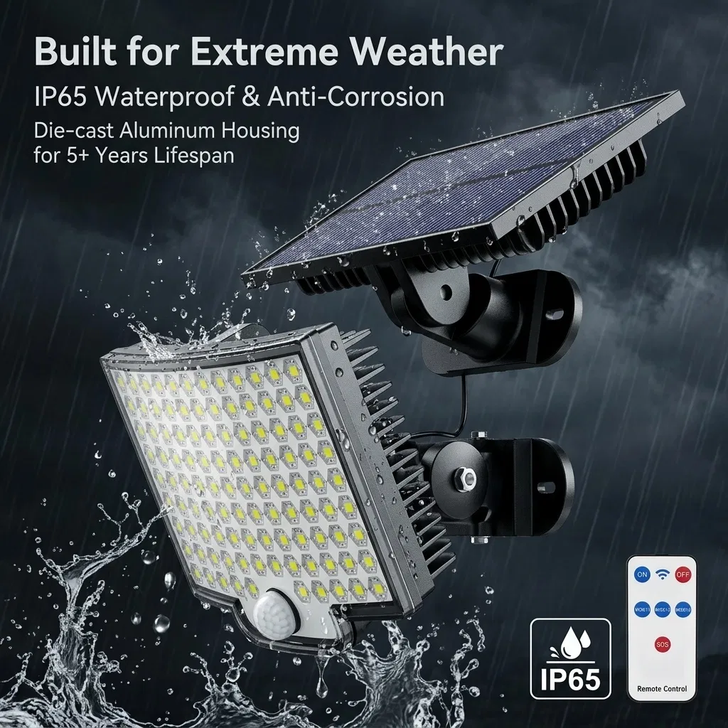 Solar Powered Motion Sensor Security Flood Light