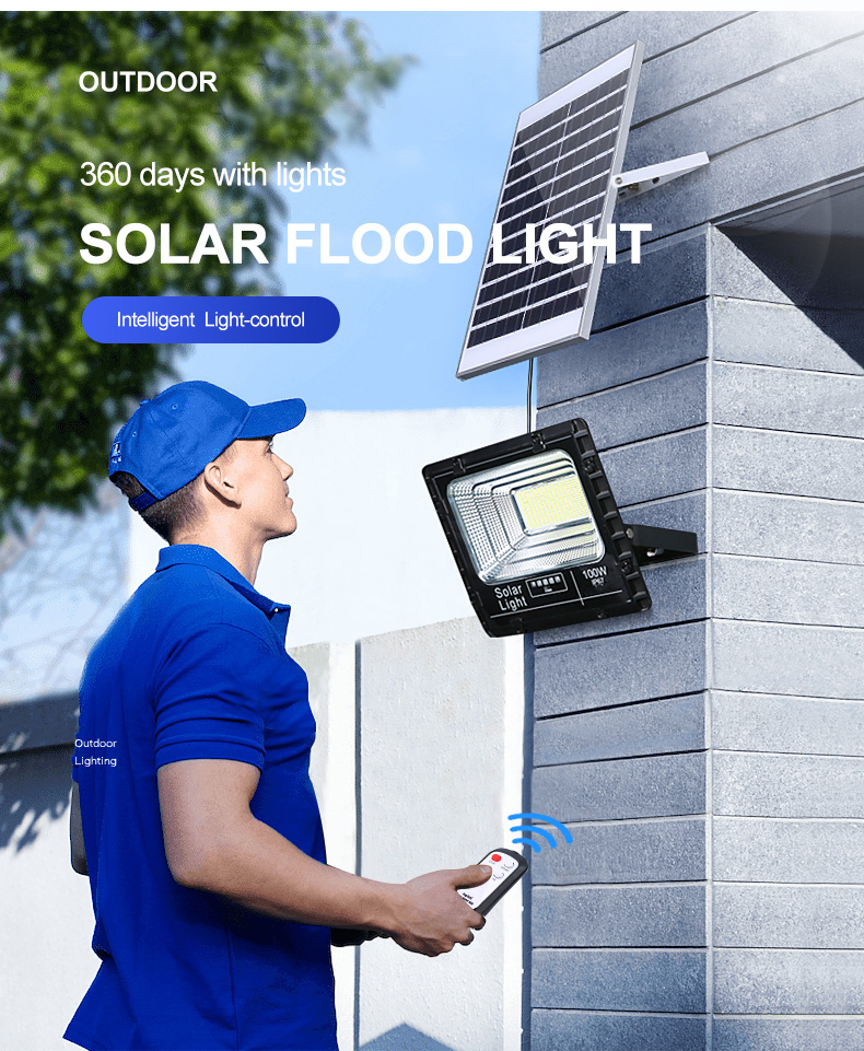 Hot Outdoor Lighting Aluminum Housing 25W-1000W Solar Lamp LED Street Flood Garden Yard Park Canopy Light for Road Parking Garage Solar Reflector Light Solar