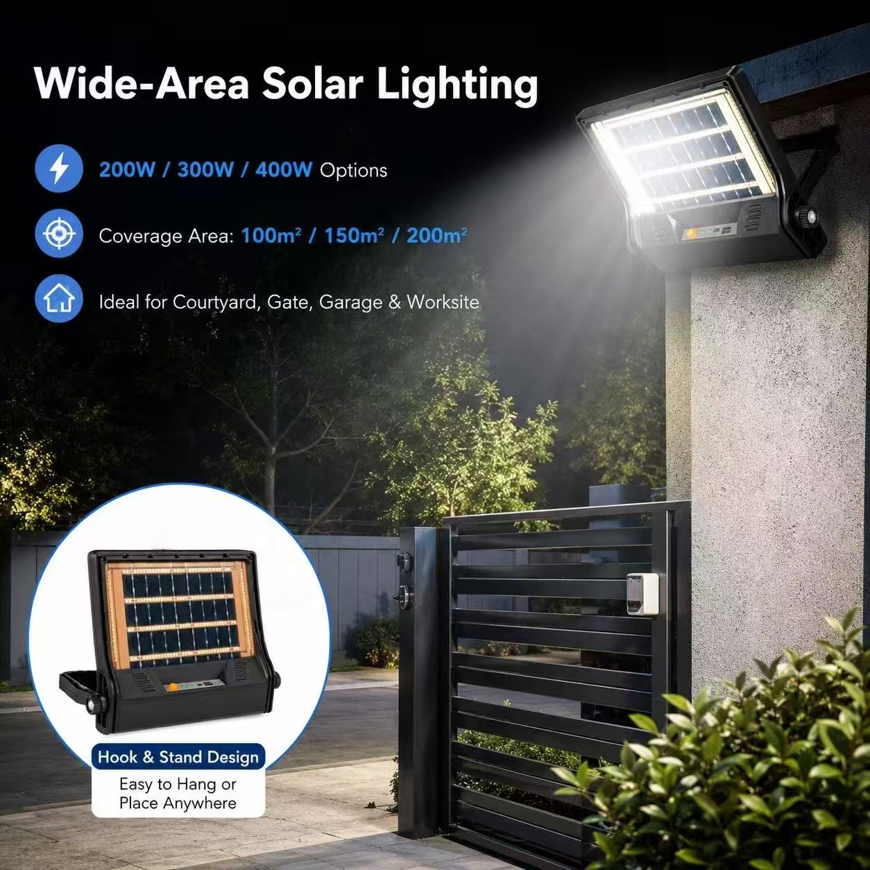 Factory Wholesale Portable Work Light Durable Rechargeable IP65 200W Solar Charging ABS Materials Emergency Flood Light