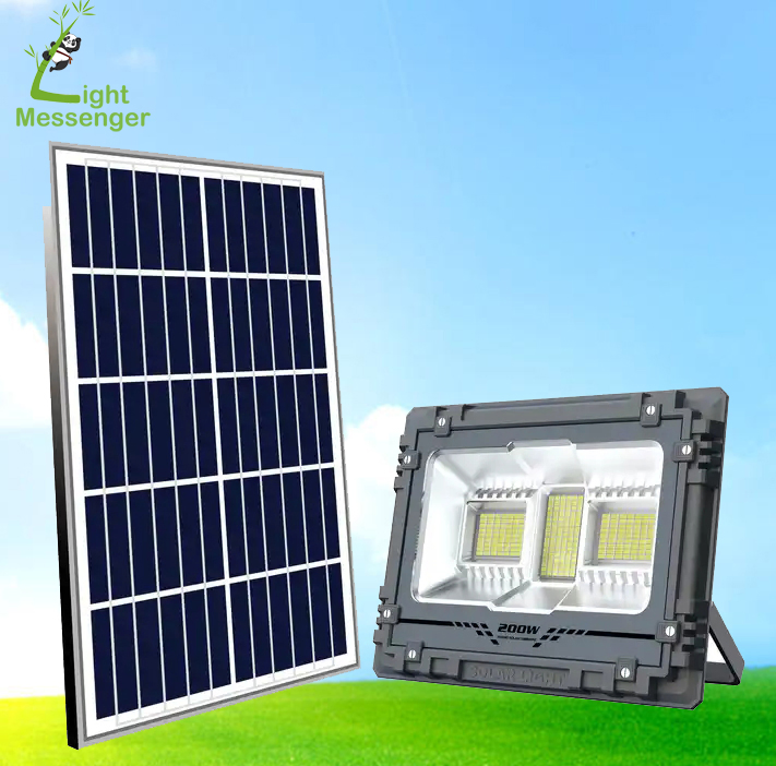 Newest Rechargeable Integrated LED Flood Light Photo Control Auto Motion Sensor Exterior Solar Power Charging Floodlight with Remote Timer