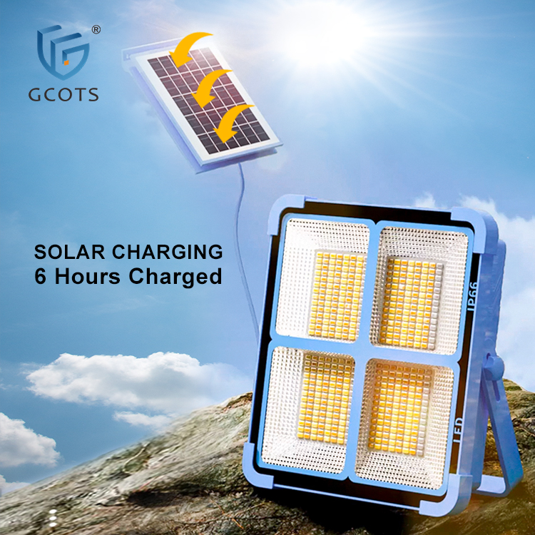 GCOTS Camping Super Bright Portable Solar LED Lamp Rechargeable Emergency Lighting for Garden Waterproof IP54 Flood Lights