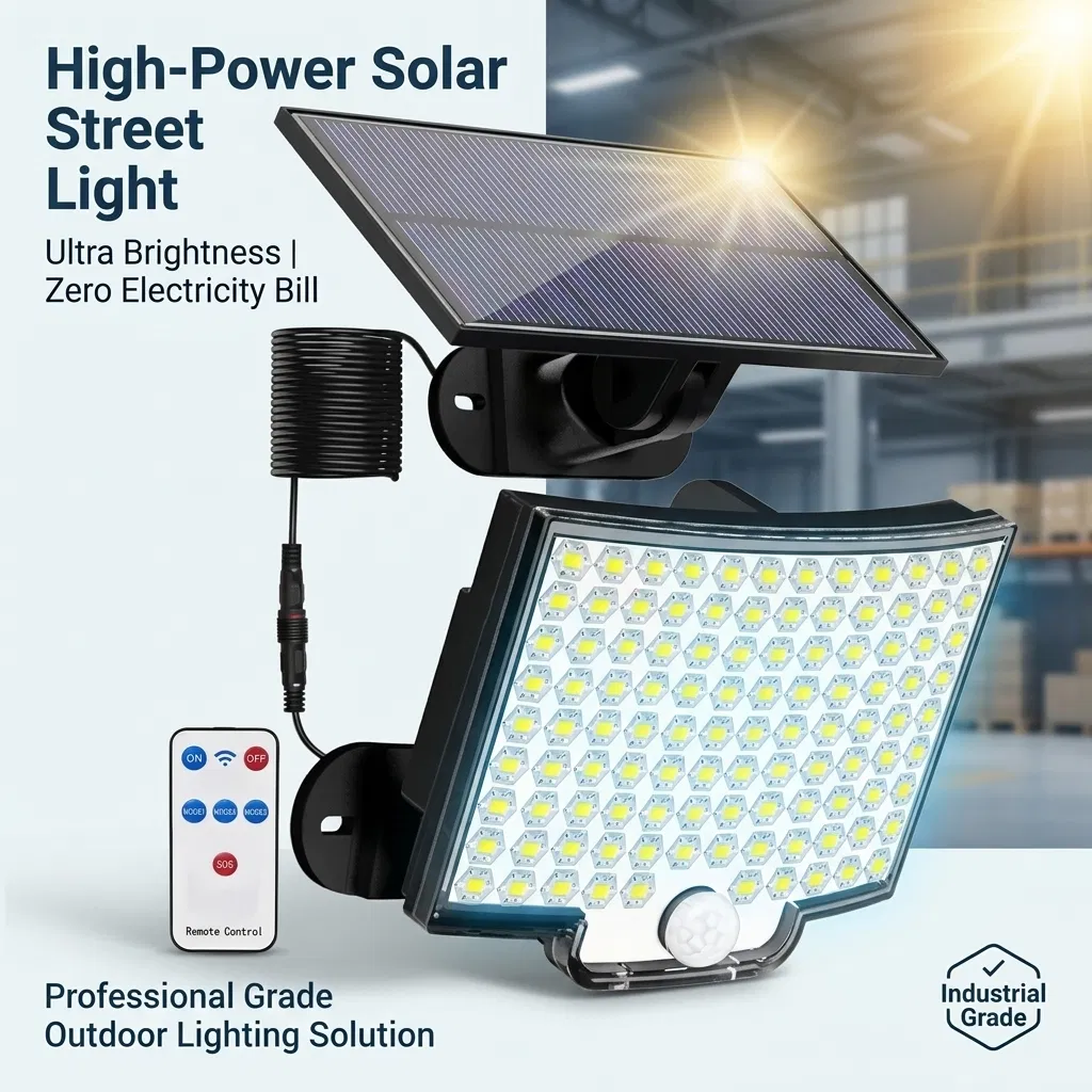 Solar Powered Motion Sensor Security Flood Light, Ultra Wide Angle with