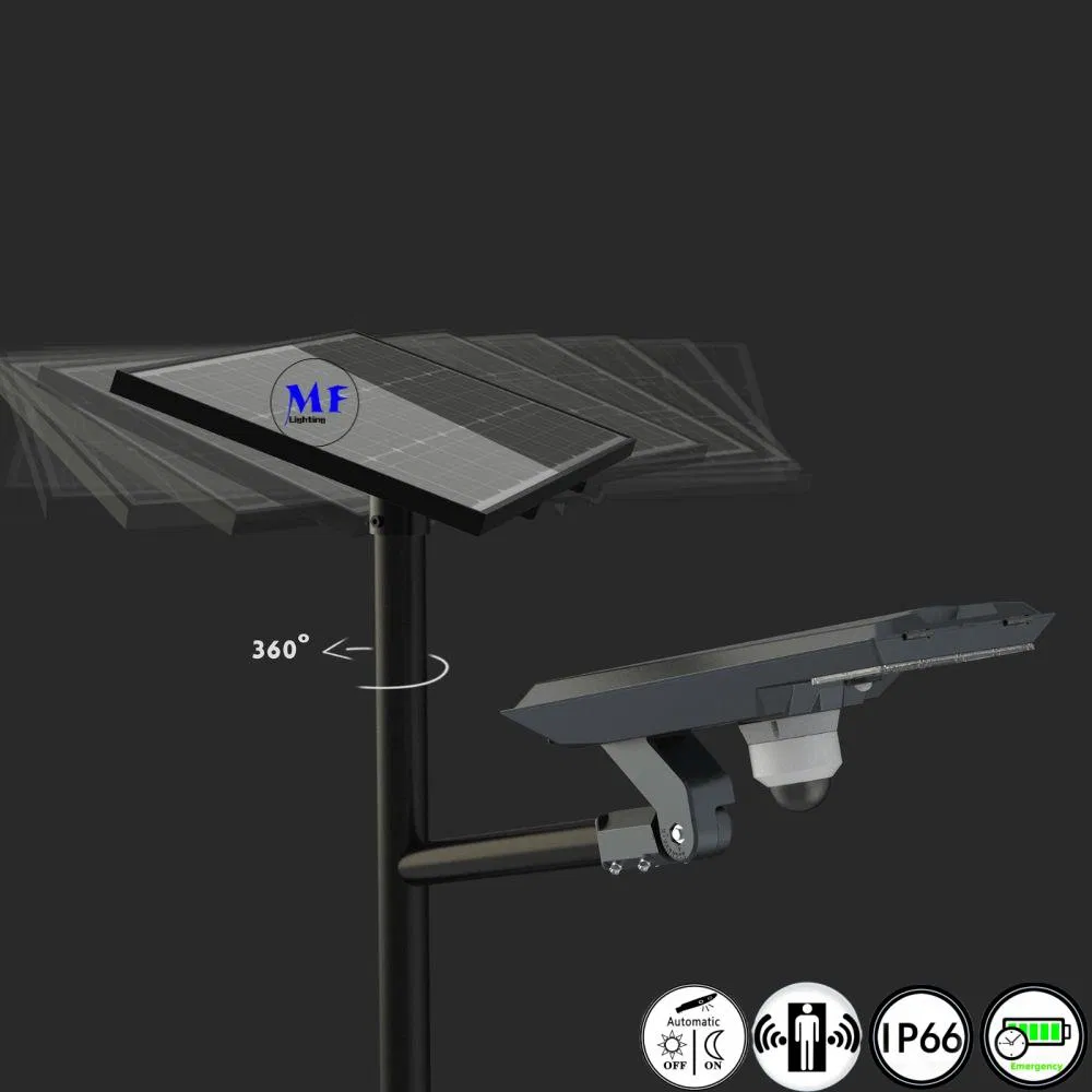 60W 5th Separated Outdoor IP66 All in One Solar Street Light Integrated LED Luminaire Flood Garden Road Light with Motion Sensor for Public Street Lighting