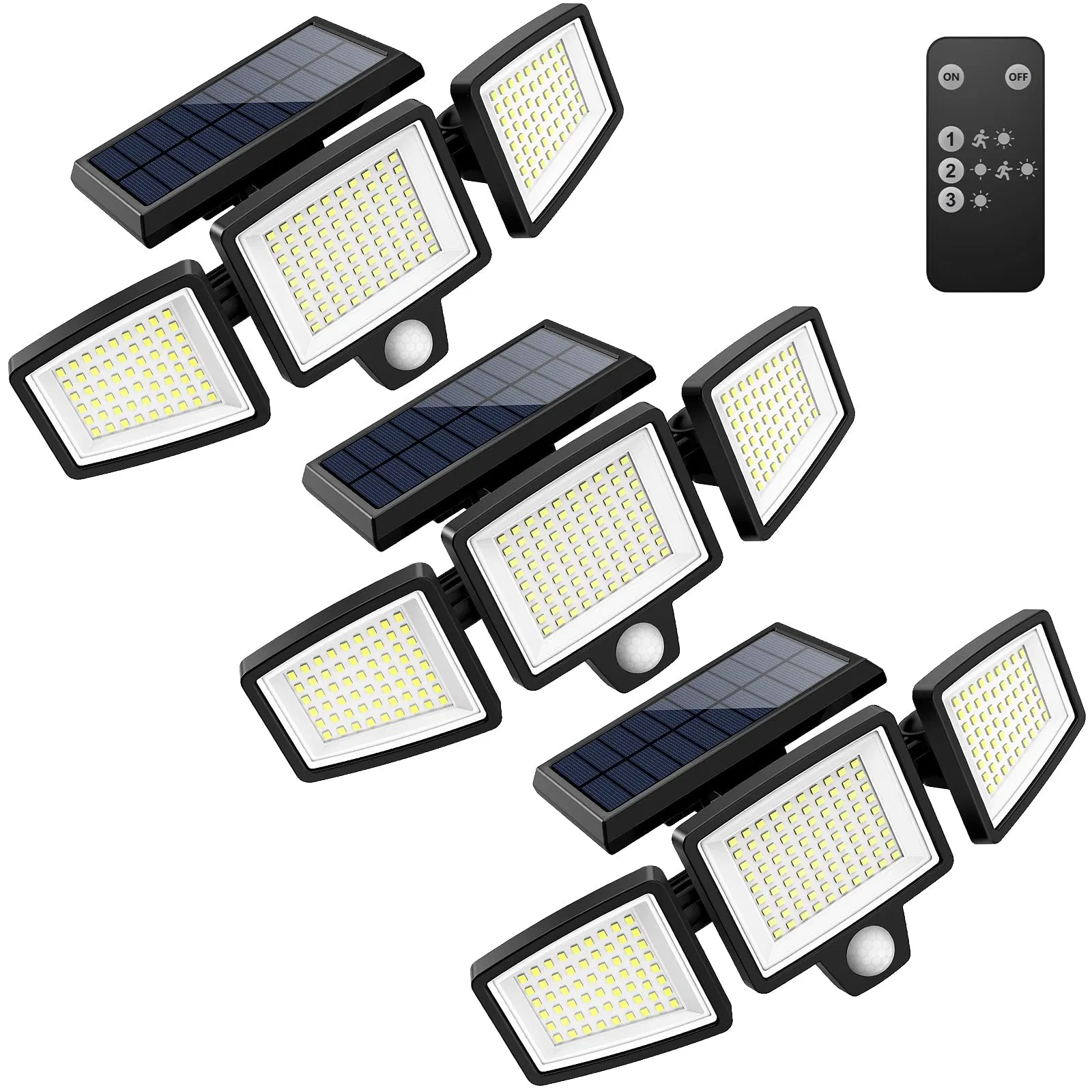 Solar Lights Outdoor, 2pack 448 LED Wall-Mounted Flood Light, Waterproof Solar Street Lights with Motion Sensor and Remote Control for Dusk-to-Dawn