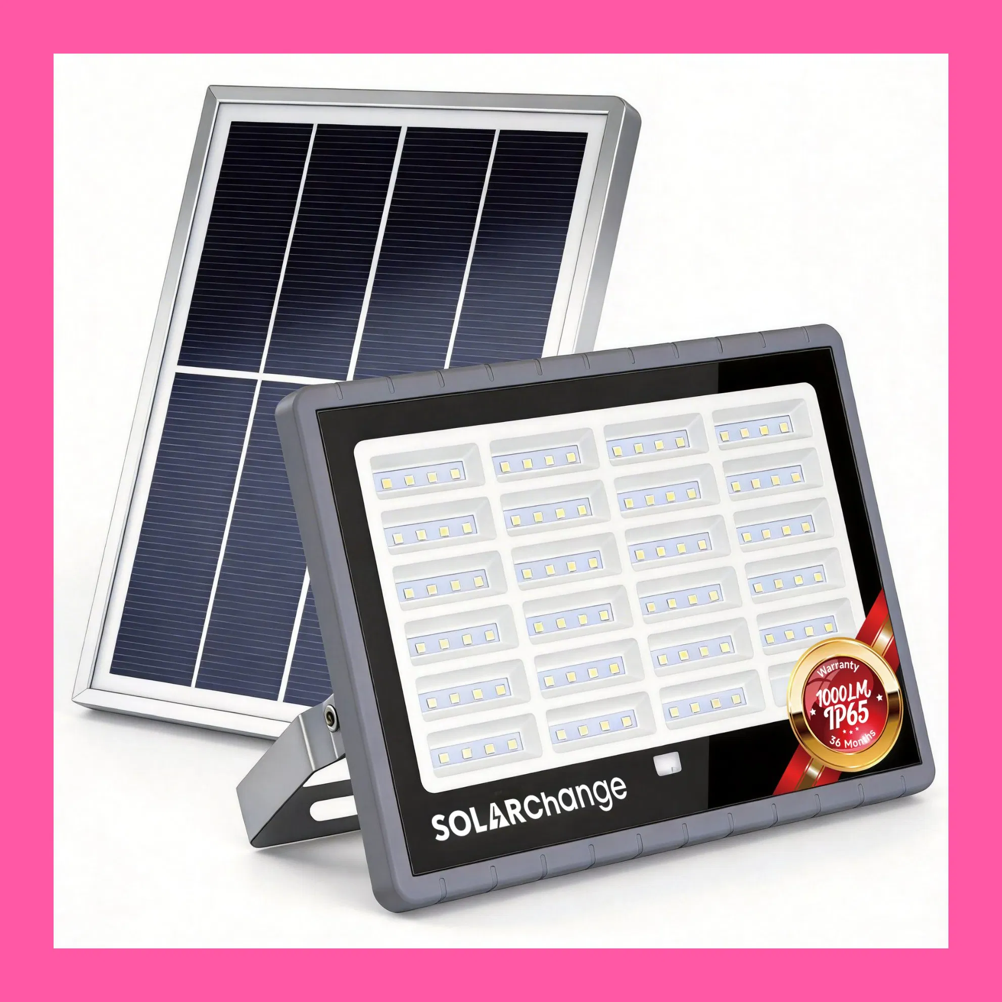 IP65 Waterpfroof Solar Flood Light 1000lm LED Solar Street Flood Light with Sensor Smart Control for Road Park Factory Stadium Parking Lot Pathway