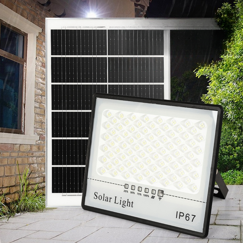 Remote Control Parking Lot Security Light Reflector Dusk to Dawn Garden Street LED 50W 100W 200W 300W Solar Flood Light
