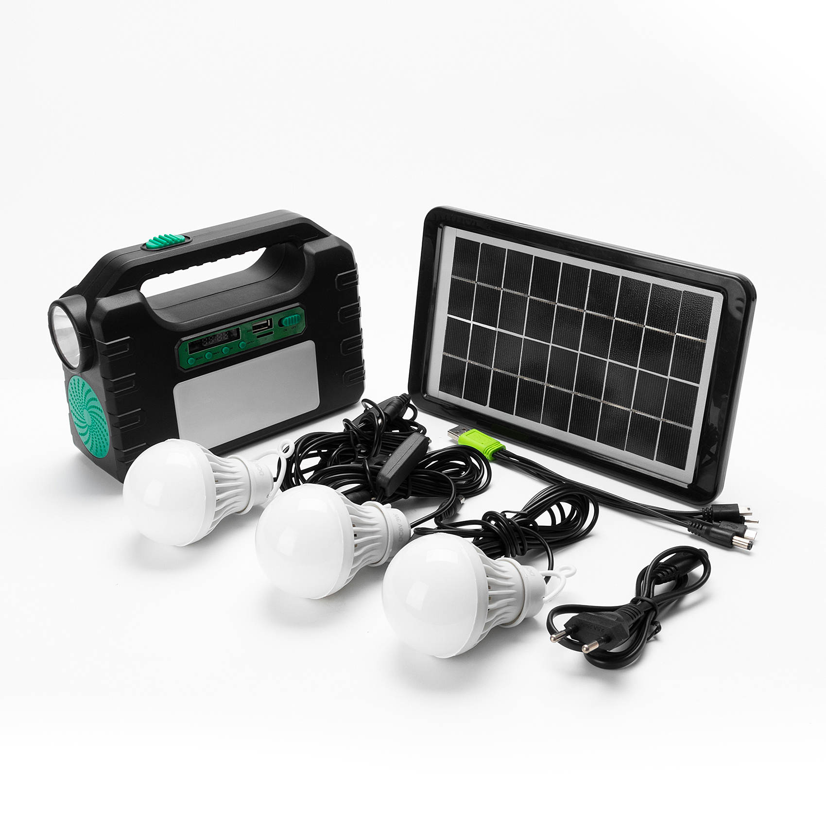 High Quality Portable Solar Lights Home Lighting System Lamp Outdoor Solar Emergency Camping Flood Lights with FM Radio