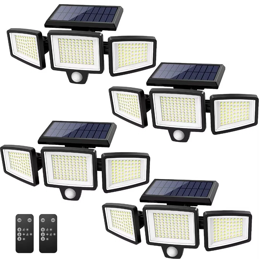 Solar Lights Outdoor, 2pack 448 LED Wall-Mounted Flood Light, Waterproof Solar Street Lights with Motion Sensor and Remote Control for Dusk-to-Dawn