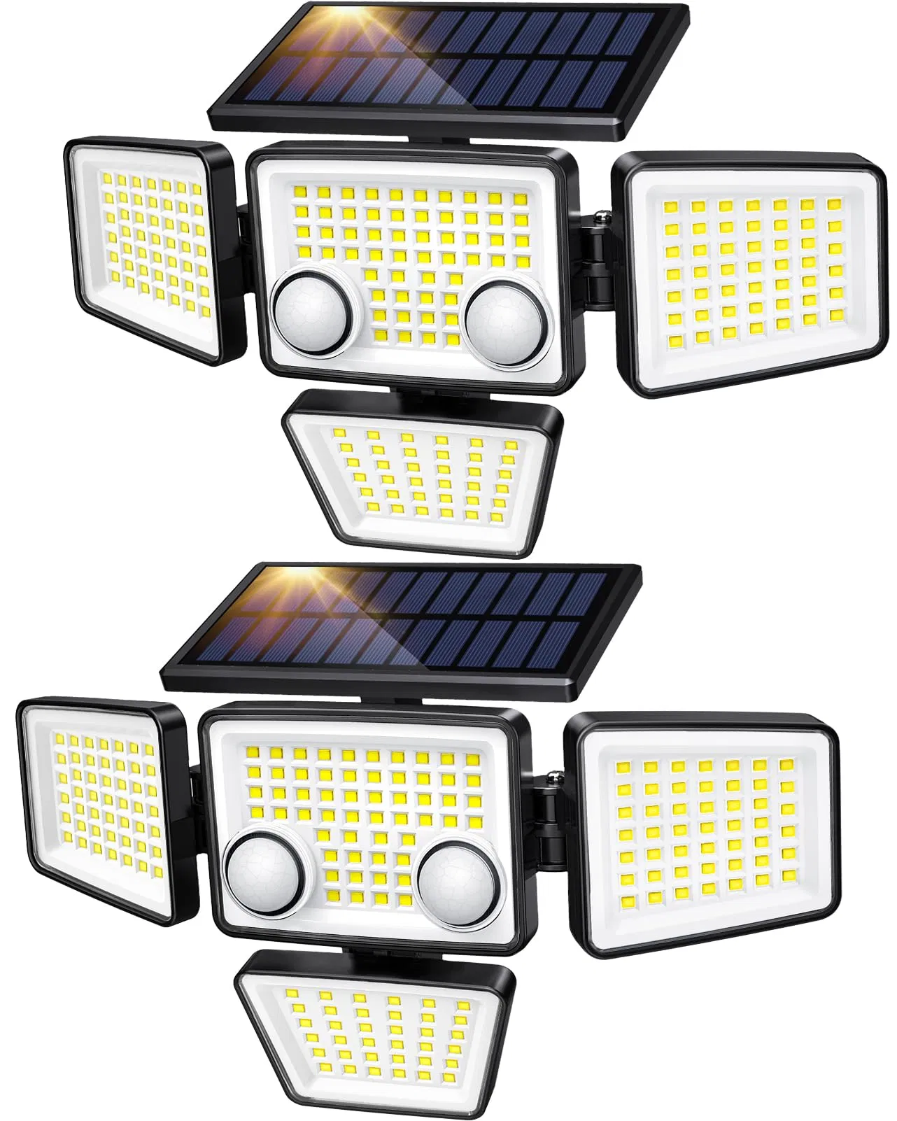 Solar Floodlight with Adjustable Angle Lighting up Decks