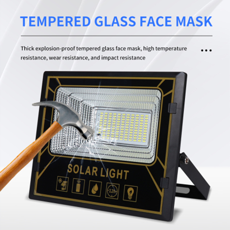 Energy Saving Solar LED Flood Light 100W ABS IP65 Waterproof Outdoor Remote Control Lighting for Road Industrial Stadium