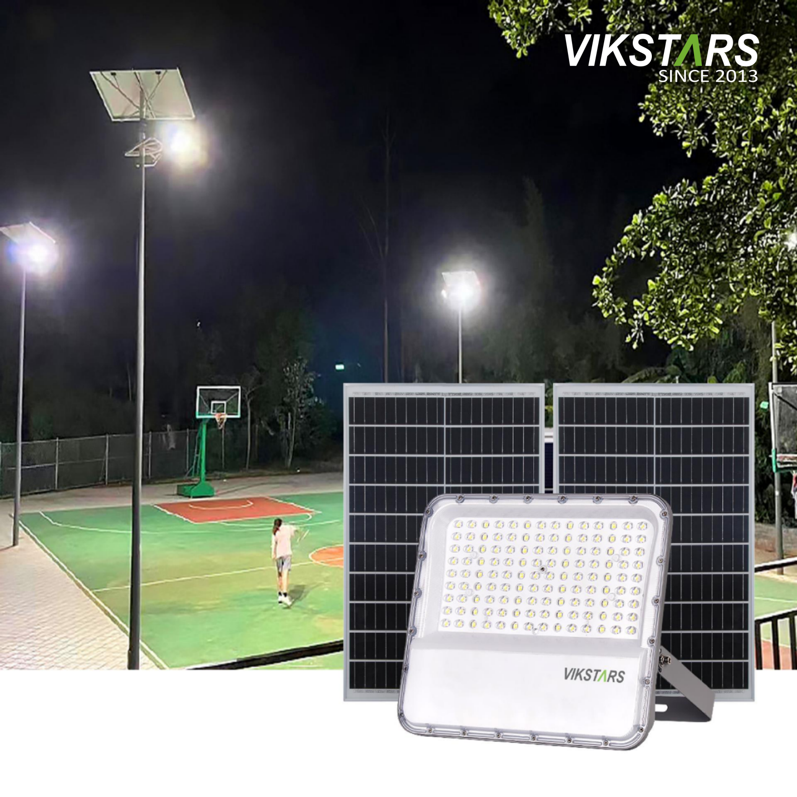 Super Bright 600W 800W 1000W LED Solar Powered Stadium Lights for Outdoor Sport Basketball Court 7-10m Height Lighting Reflector
