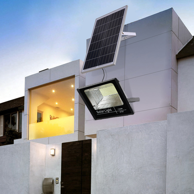 Newest IP66 Aluminum Remote Light Control Outdoor 120W Solar LED Flood Light