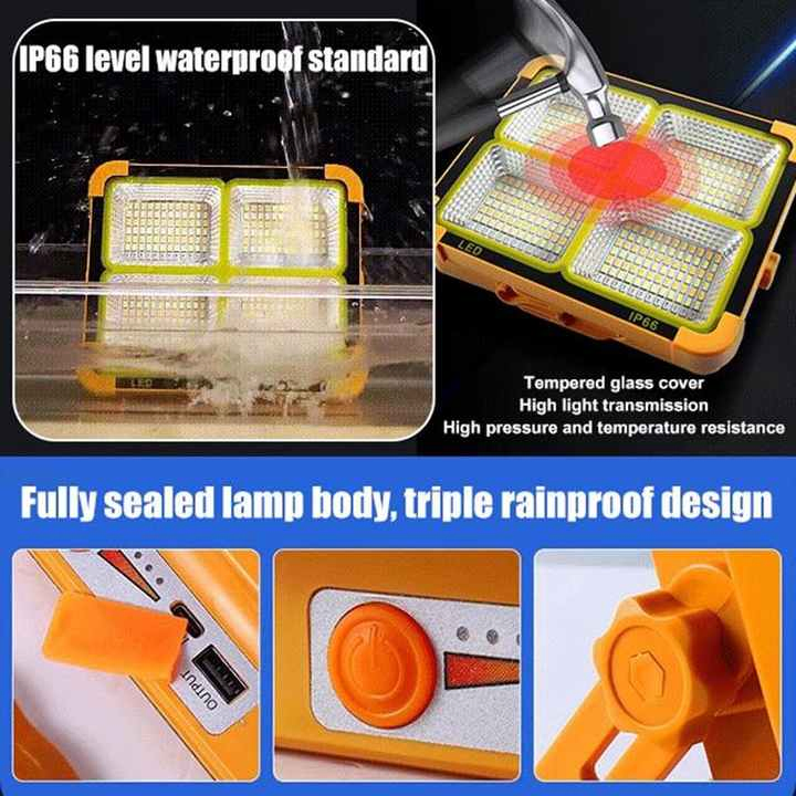 Solar Waterproof Outdoor Portable Emergency USB Charging LED Camping Lamp High Power Courtyard Lights Floor Stand Flood Light