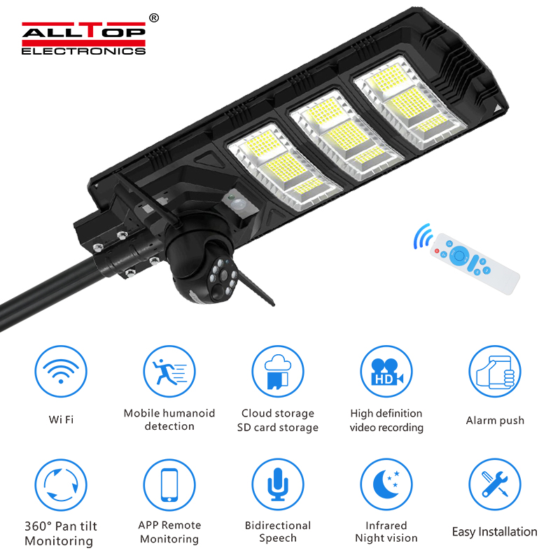 Solar Street Light and Camera Outdoor LED Solar Street Flood Light Lamp with Outdoor 360 Degree Security CCTV Camera Outdoor 4G