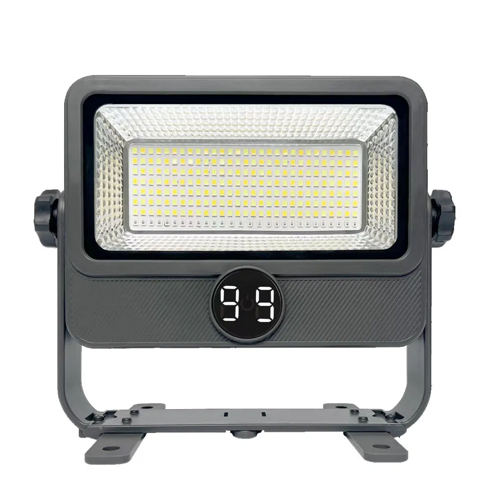 Adjustable Angle Floodlight Emergency LED RGBW Lamp with Solar Panel for Night Market Camping