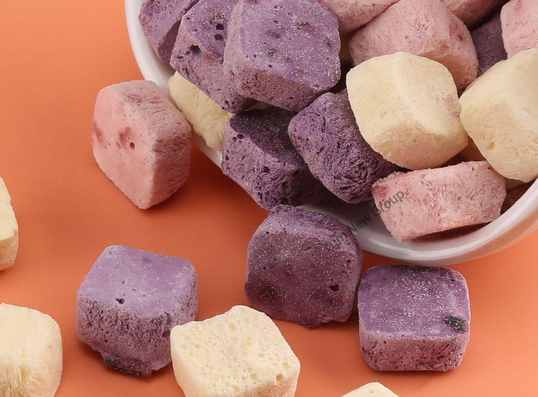 100g 500g 1kg كتل زبادي مجفف بالتجميد خوخ أصفر توت أزرق فراولة مكعبات زبادي مجفف بالتجميد زبادي مجفف بالتجميد