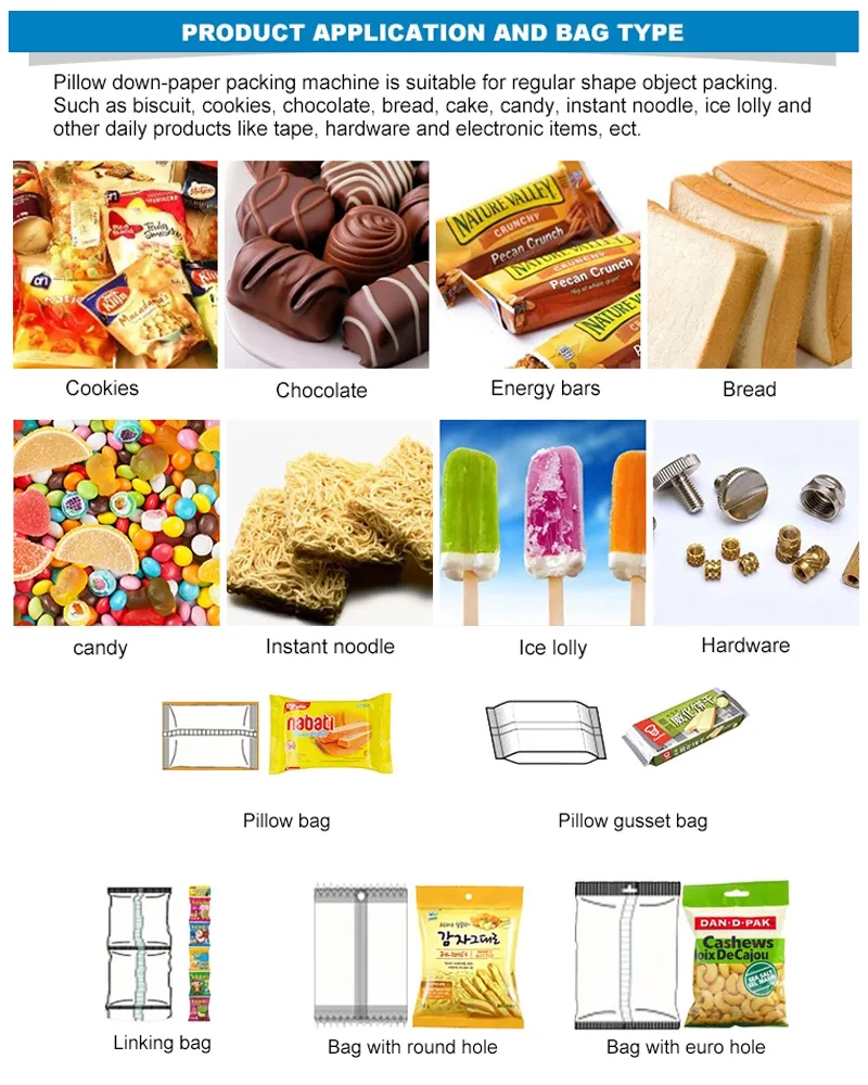 Horizontal Chocolate Bar Bread Soap Food Products Flow Pack Wrapping Packaging Machine