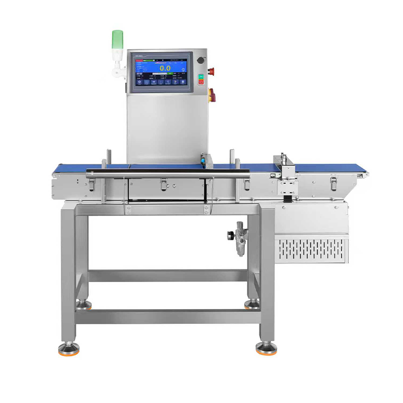 Automatic Checkweigher With Downward Air Blow Rejection For Cooling Patch And Screen Protector Weight Inspection