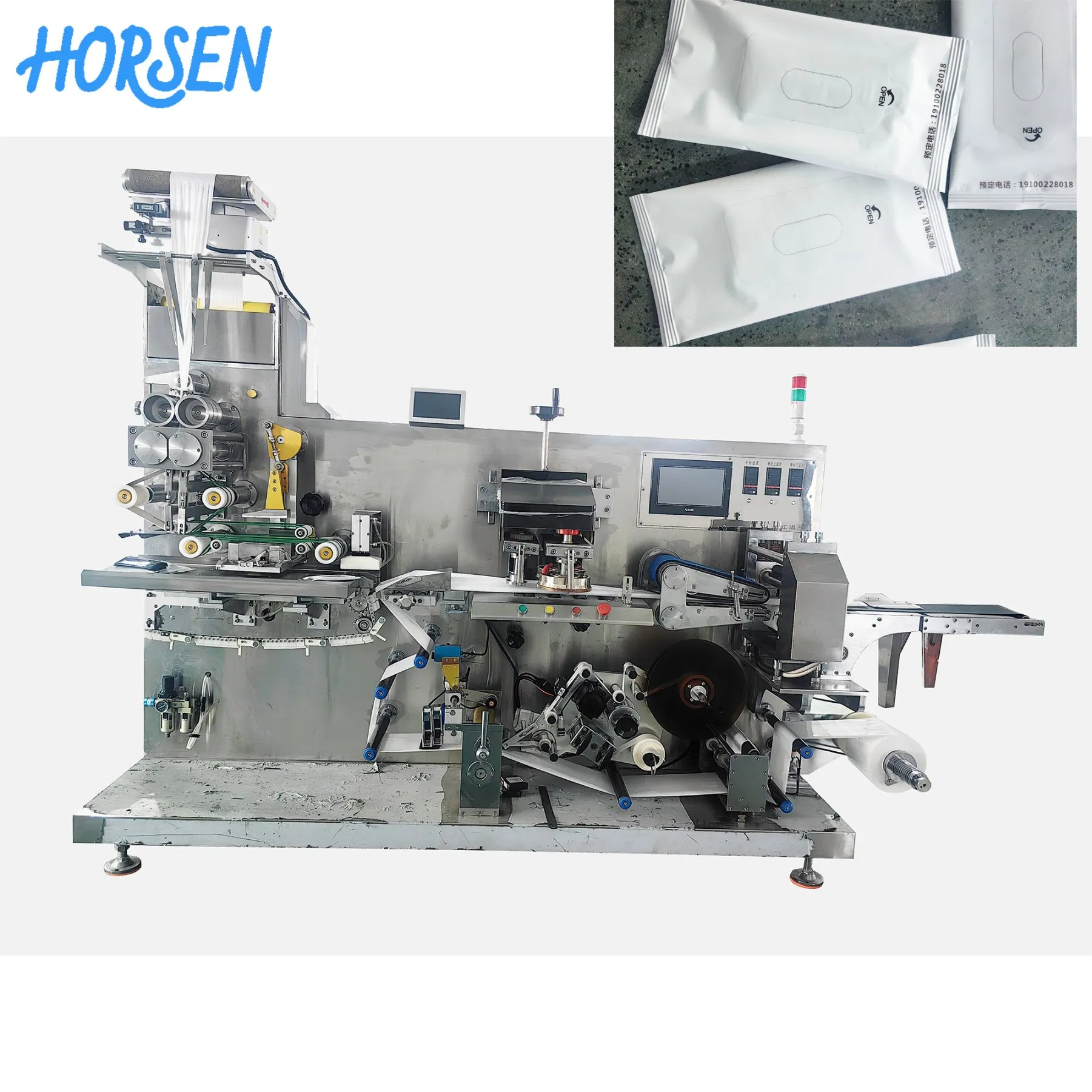 Wet Tissue Machine with Multi Pieces 3 Side Sealing Alcohol Wipes Airline Wipes Restaurant Wipes Machine