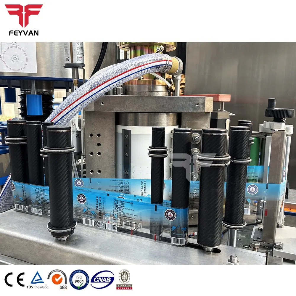 9-Head Rotary Beer, Juice, Mineral Water Bottle Hot Melt Glue Labeling Machine