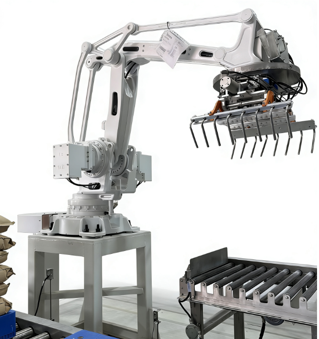 Telong Robot PLC Palletizer Sack Filling Machine 10-50kg Bag Palletizing System Pneumatic Drive 800-200 Cycles/Hour 380V IP54