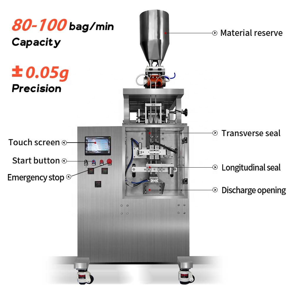 Automatic 2 Lane High Speed Filling &amp; Gluing Small Snus Powder Pouch Packaging Machine 0.3g-1g High Productivity