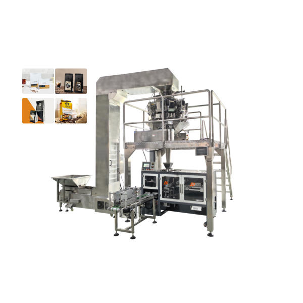 Horizontal Automatic Vacuum Coffee Beans Pouch Filling Packaging Zipper Stand-up Plastic Kraft Paper Premade Bag Packing Machine
