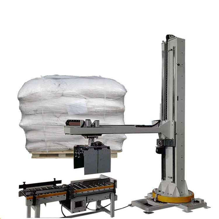 Vertical Palletizing Machine High Column Palletizer With PLC System Can Saving Working Area