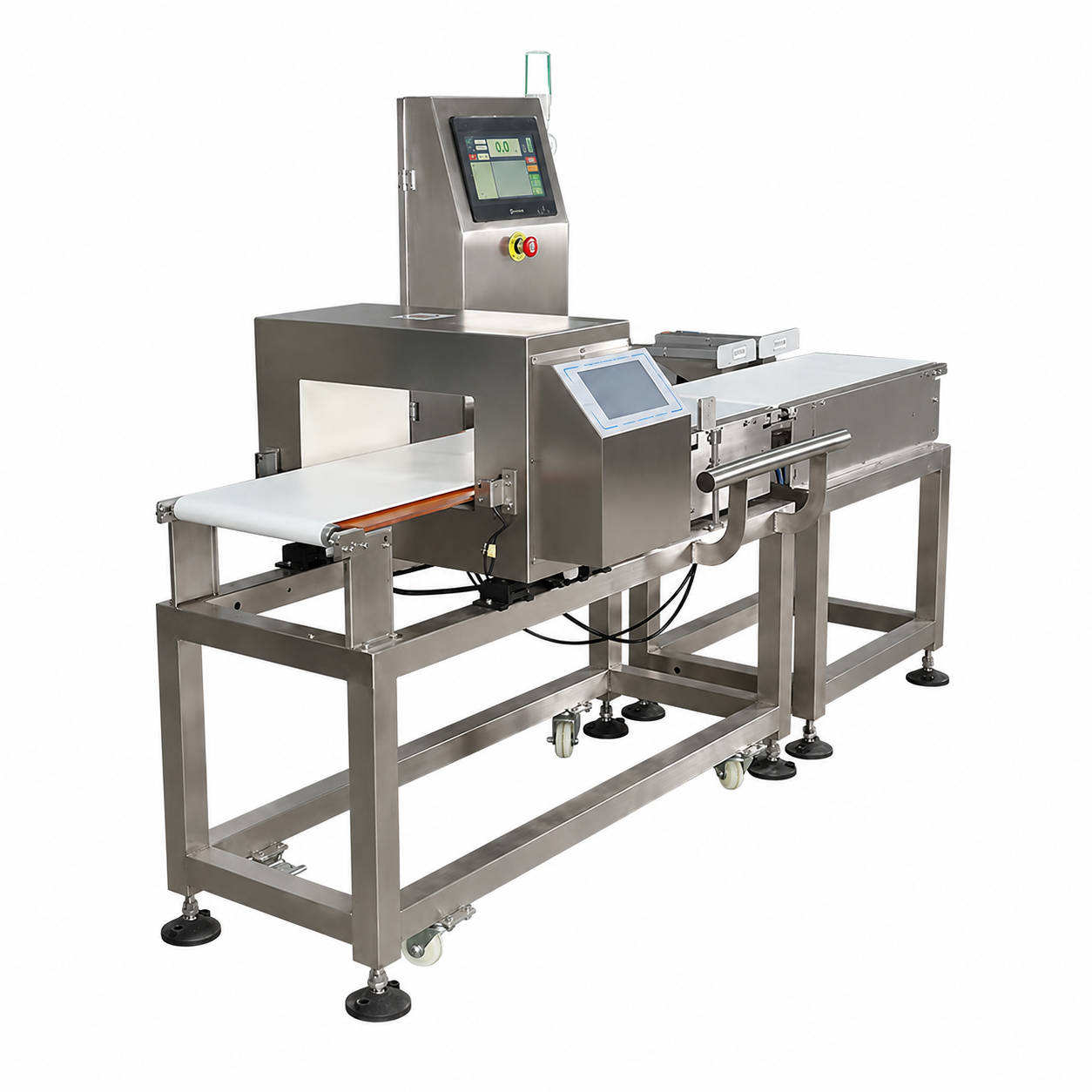 Stainless Steel Integrated Checkweigher and Metal Detector With Auto Reject for Packaged Food Production Line Online Inspection