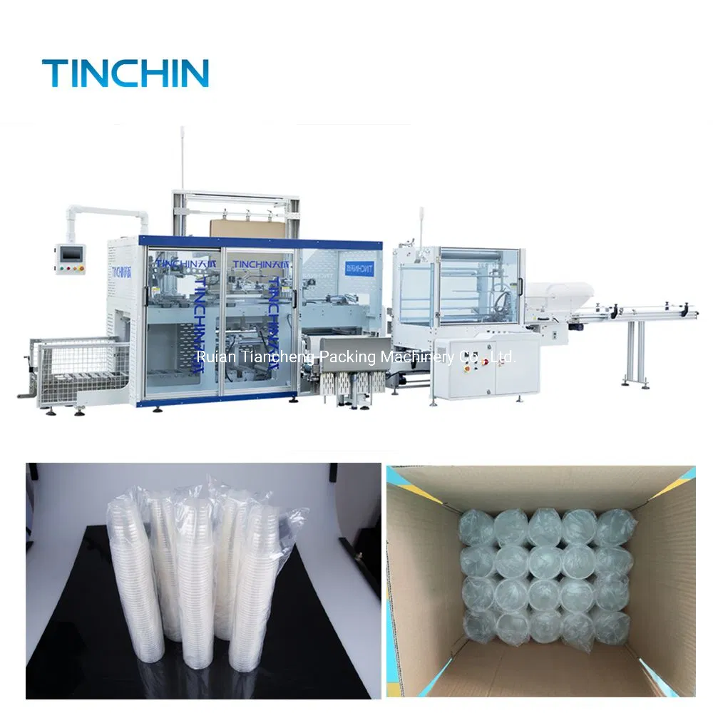 Factory Fully Automatic Plastic Cup Packing Machine with Case Erector