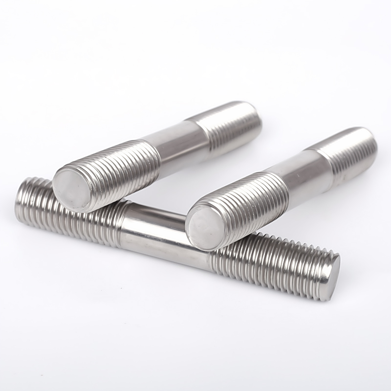 Polished Stainless Steel Stud Bolt, Double End Thread, Oxidized Finish